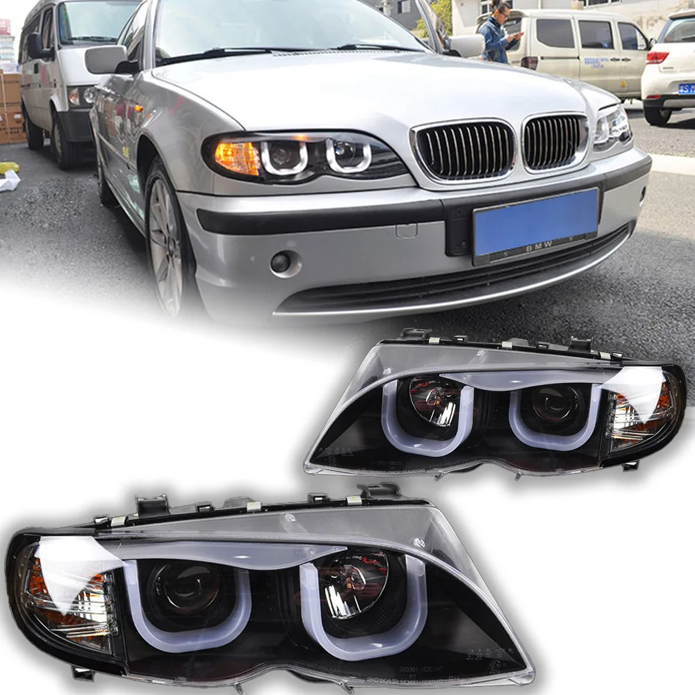 AKD Car Styling for BMW E46 Headlights 2002-2006 320i 318i 323i 325i Headlight DRL Head Lamp Angel Eye Bi Xenon Beam Accessories