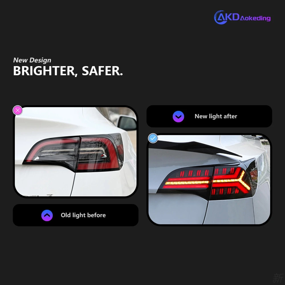 AKD Car Styling Tail Lamp for Tesla Model 3 Tail Lights Model Y LED Tail Light Dynamic Signal DRL Brake Reverse Auto Accessories