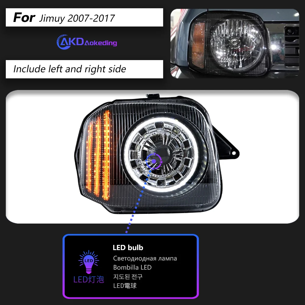 AKD Car Styling Head Lamp for Suzuki Jimny Headlights 2007-2017 Jimny LED Headlight DRL Signal Hid Bi Xenon Auto Accessories