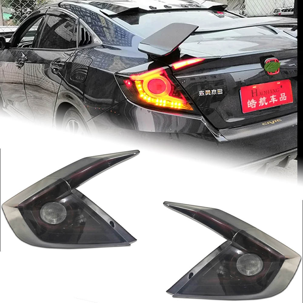 AKD Car Styling for Honda Civic X Tail Lights 2016-2021 New Civic Type R LED Tail Light Hatchback 5 door Rear Lamp DRL Dynamic Signal