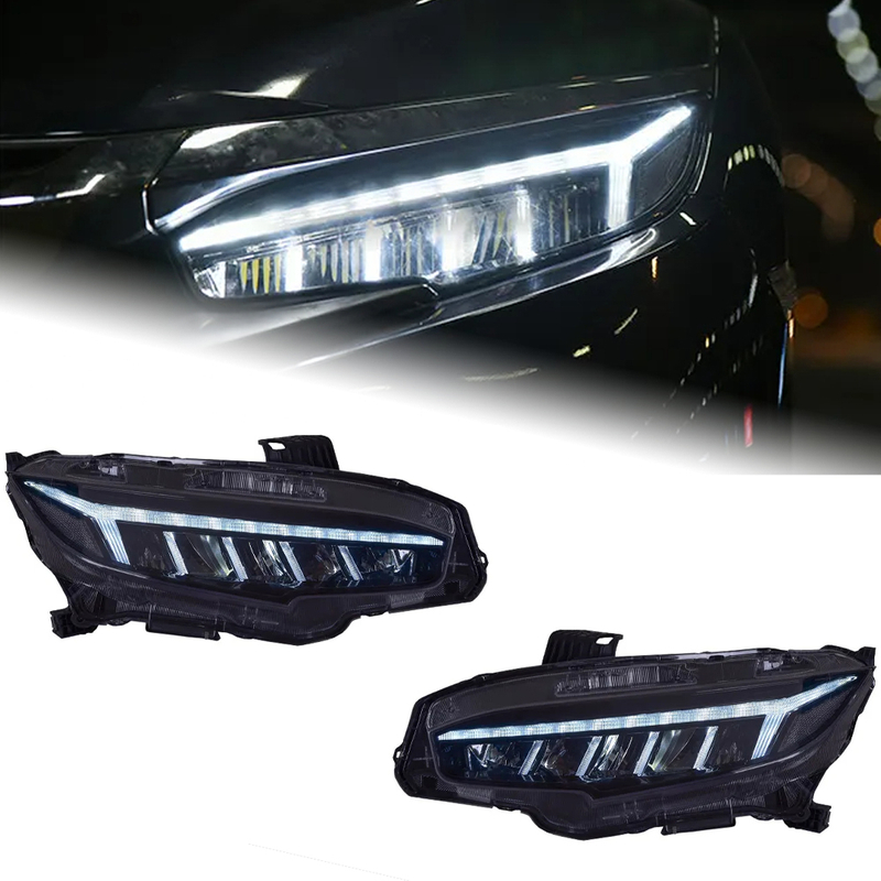 AKD Car Lights for Civic X 2016-2021 LED Auto Headlights Assembly Upgrade Dragon Wing Design Dynamic Signal Lamp Tool Accessories