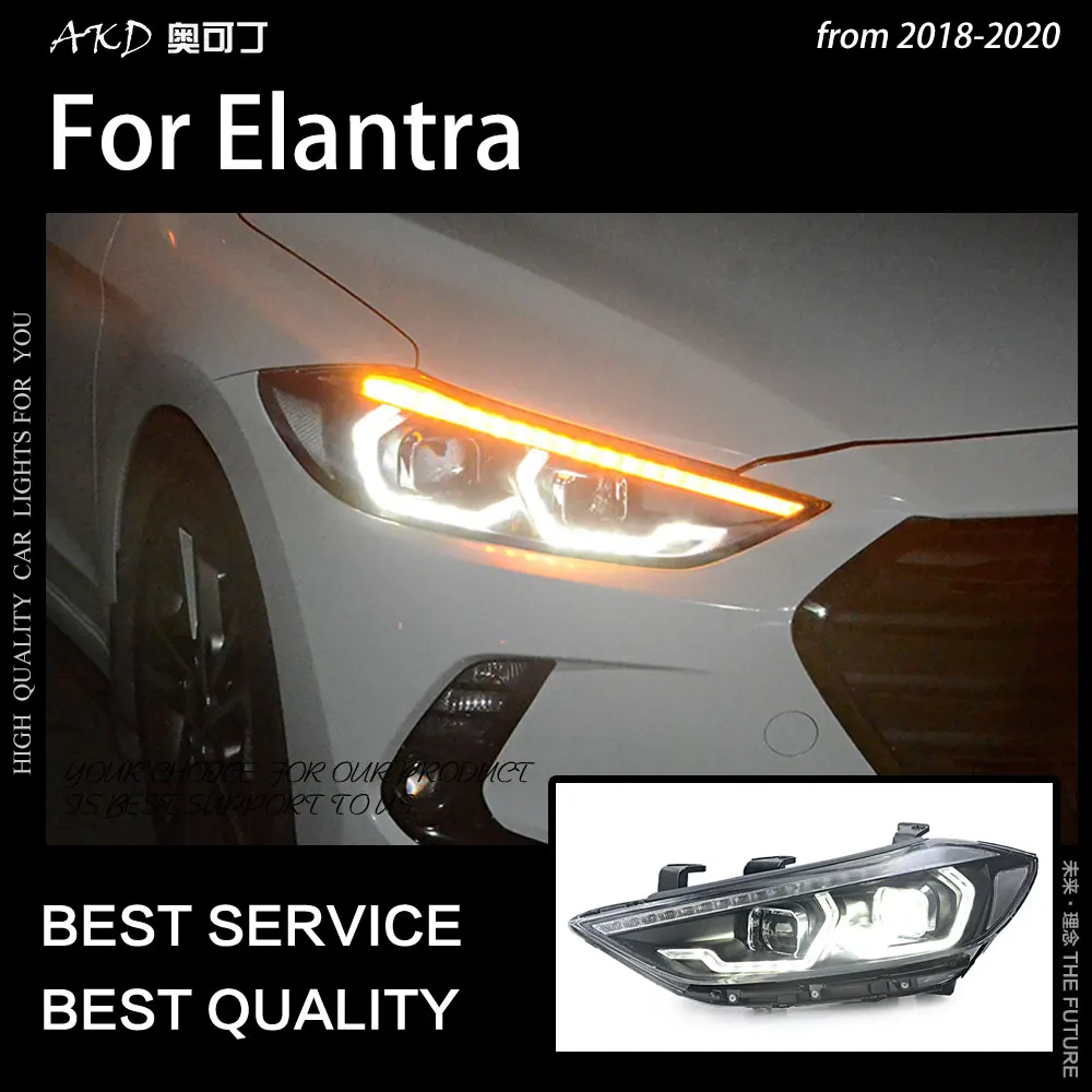 AKD Car Styling for Hyundai Elantra Headlight 2016-2020 New Elantra Headlight Brand Eagle Eye DRL Hid Bi Xenon Auto Accessories