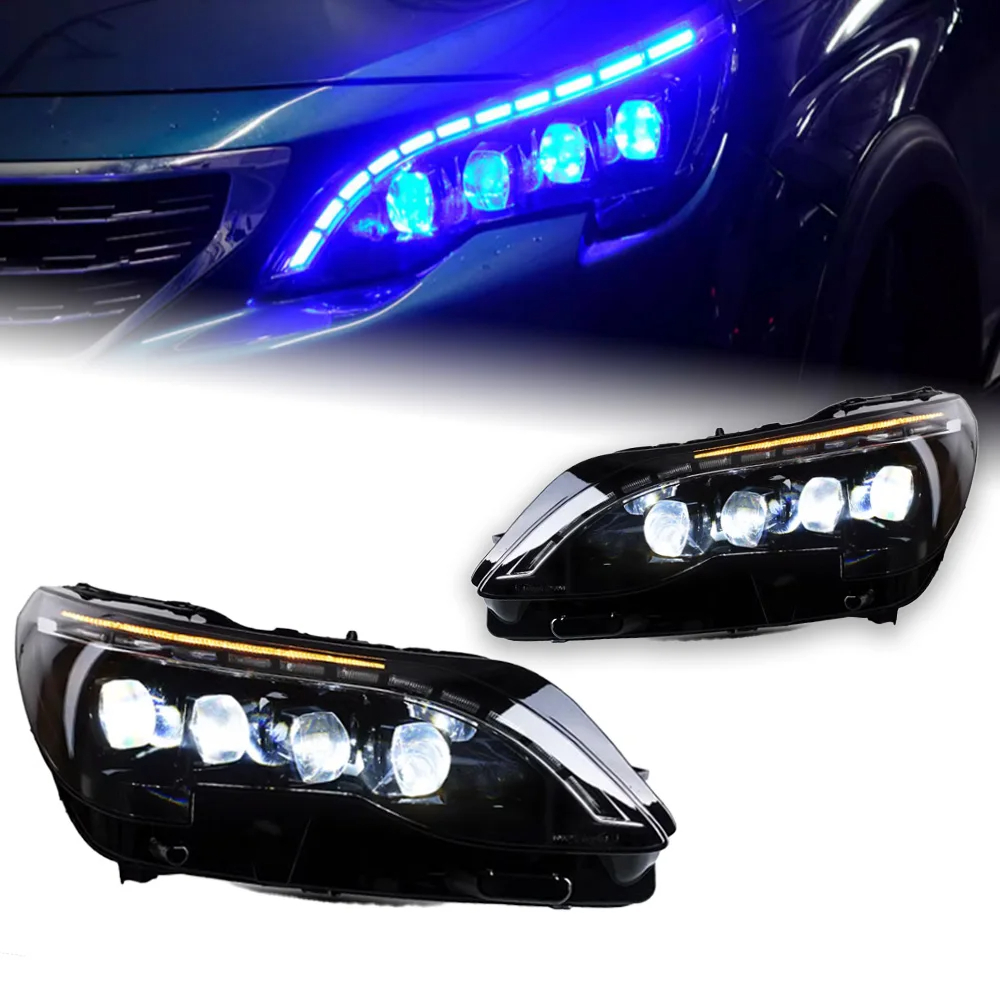 AKD Head Lamp for Peugeot 4008 5008 LED Headlight 2017-2020 Headlights 4008 5008 DRL Turn Signal High Beam Angel Eye Projector