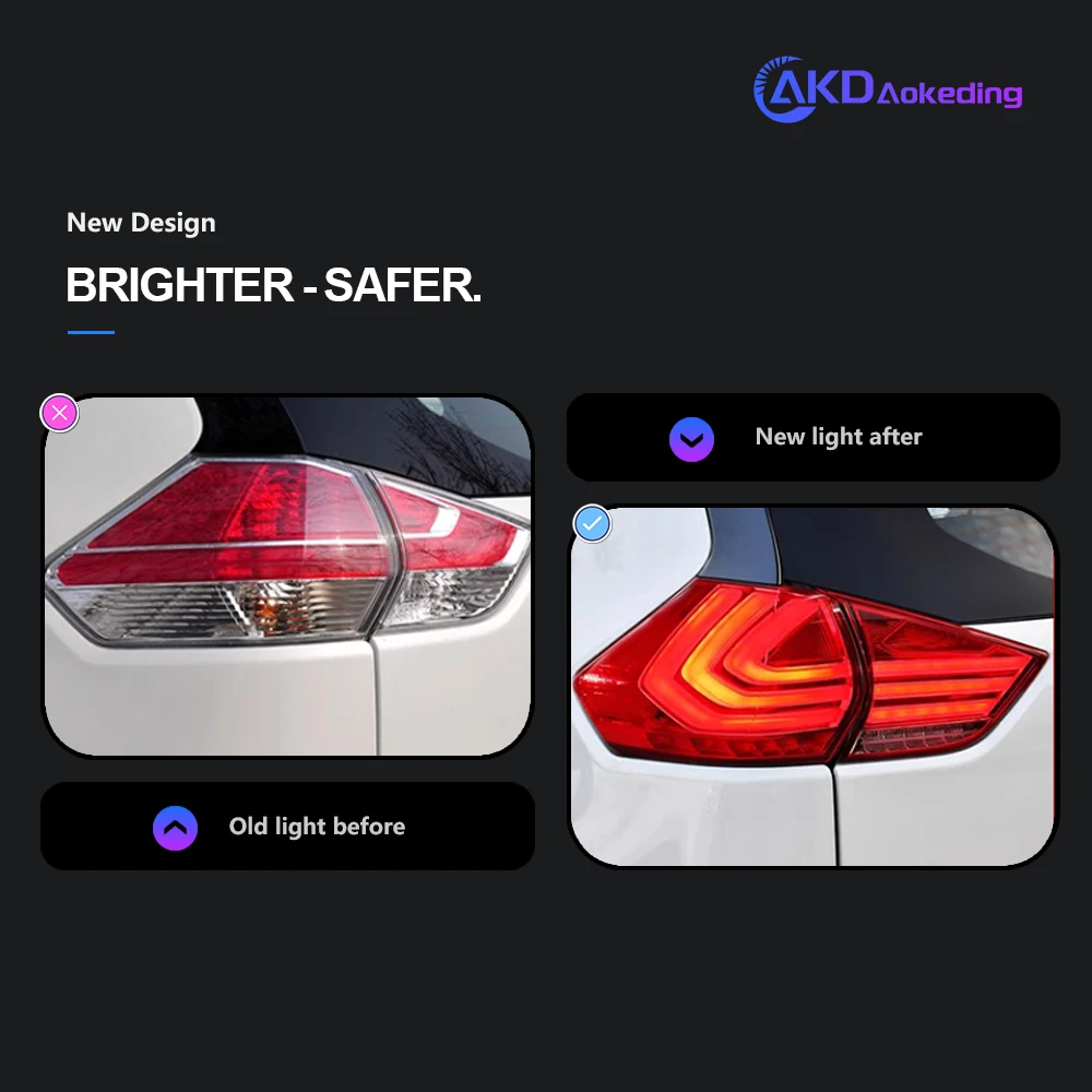 AKD Car Styling for Nissan X-trail Tail Lights 2014-2017 Rouge LED Tail Lamp DRL Signal Brake Reverse auto Accessories