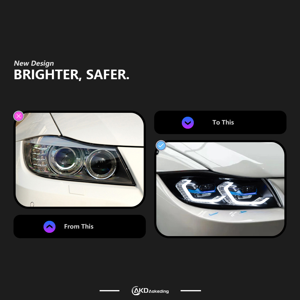 AKD Suitable for BMW 3 Series E90 modified dual-color golden eye laser lens spoon-shaped headlight assembly