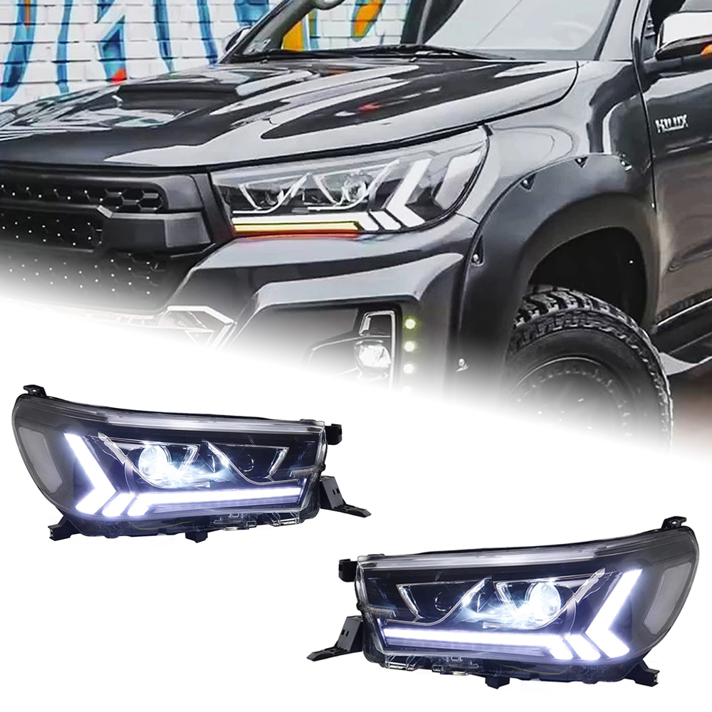 AKD Car Lights For Toyota Hilux Revo Rocco Vigo 2015-2021 LED Auto Headlights Assembly Upgrade Bicofal Lens Signal Lamp Tool Accessories