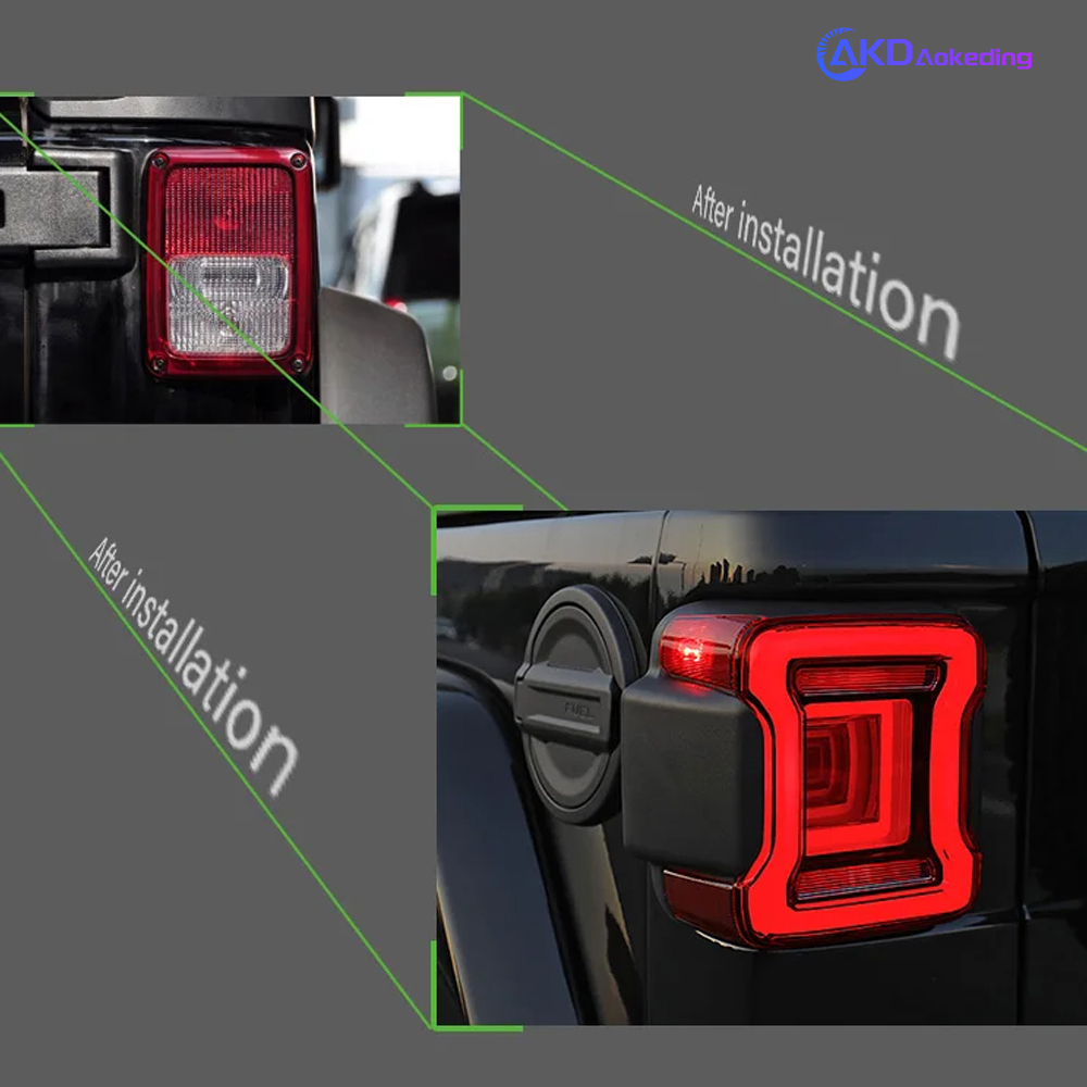 AKD Car Lights For Wrangler 2008-2021 LED Auto Taillight Assembly Upgrade Tunnel Design Dynamic Rear Signal Lamp Tool Accessories