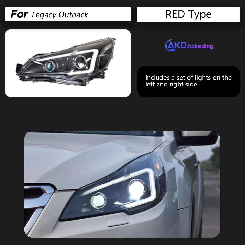 AKD Car Styling Head Lamp for Subaru Legacy LED Headlight 2010-2015 Headlights Outback DRL Turn Signal High Beam Auto Accessories