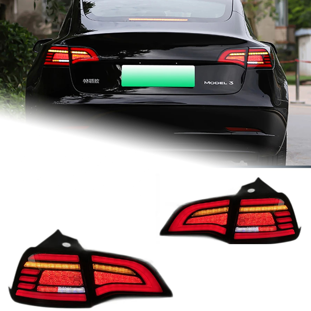 AKD Car Lights For Tesla Model 3 2017-2022 Model Y LED Auto Taillights Assembly Upgrade Hawkeye Design Signal Lamp Tool Accessories