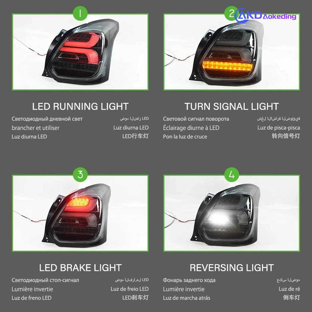 AKD Tail Lights Styling For Suzuki Swift 2017-2019 Rear Tail Light LED DRL Running Signal Brake Reversing Parking Lighthouse 2PCS