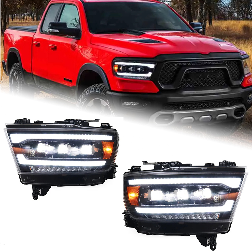 AKD Head Lamp for Dodge RAM 1500 LED Headlight 2019-2022 Headlights RAM 2500 DRL Turn Signal High Beam Angel Eye Projector Lens