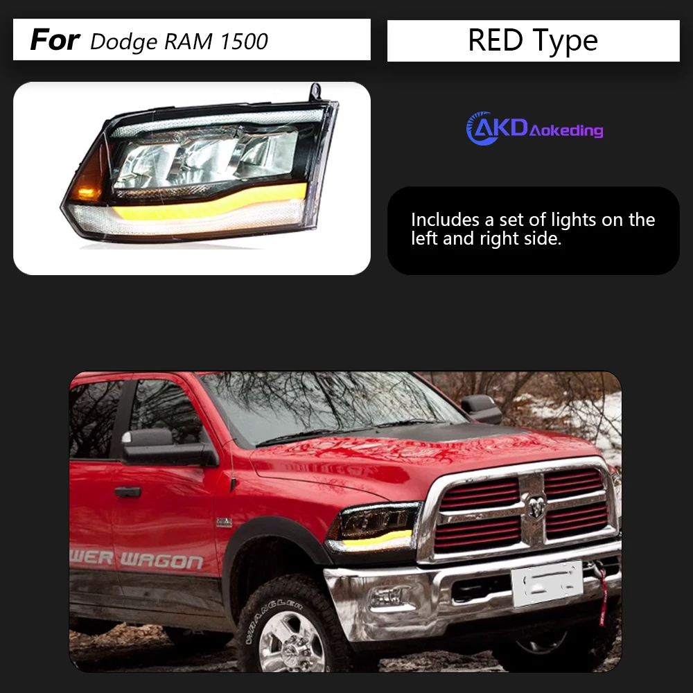 AKD Head Lamp for Dodge RAM 1500 LED Headlight 2008-2018 Headlights RAM DRL Turn Signal High Beam Angel Eye Projector Lens