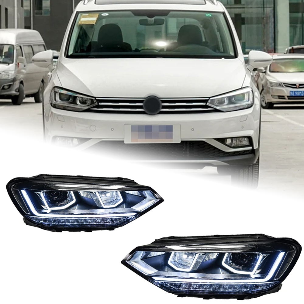 AKD Car Lights for VW Touran L 2016-2022 LED Auto Headlight Assembly Upgrade High Configure Style Design Bifocal Lens Tool Accessories