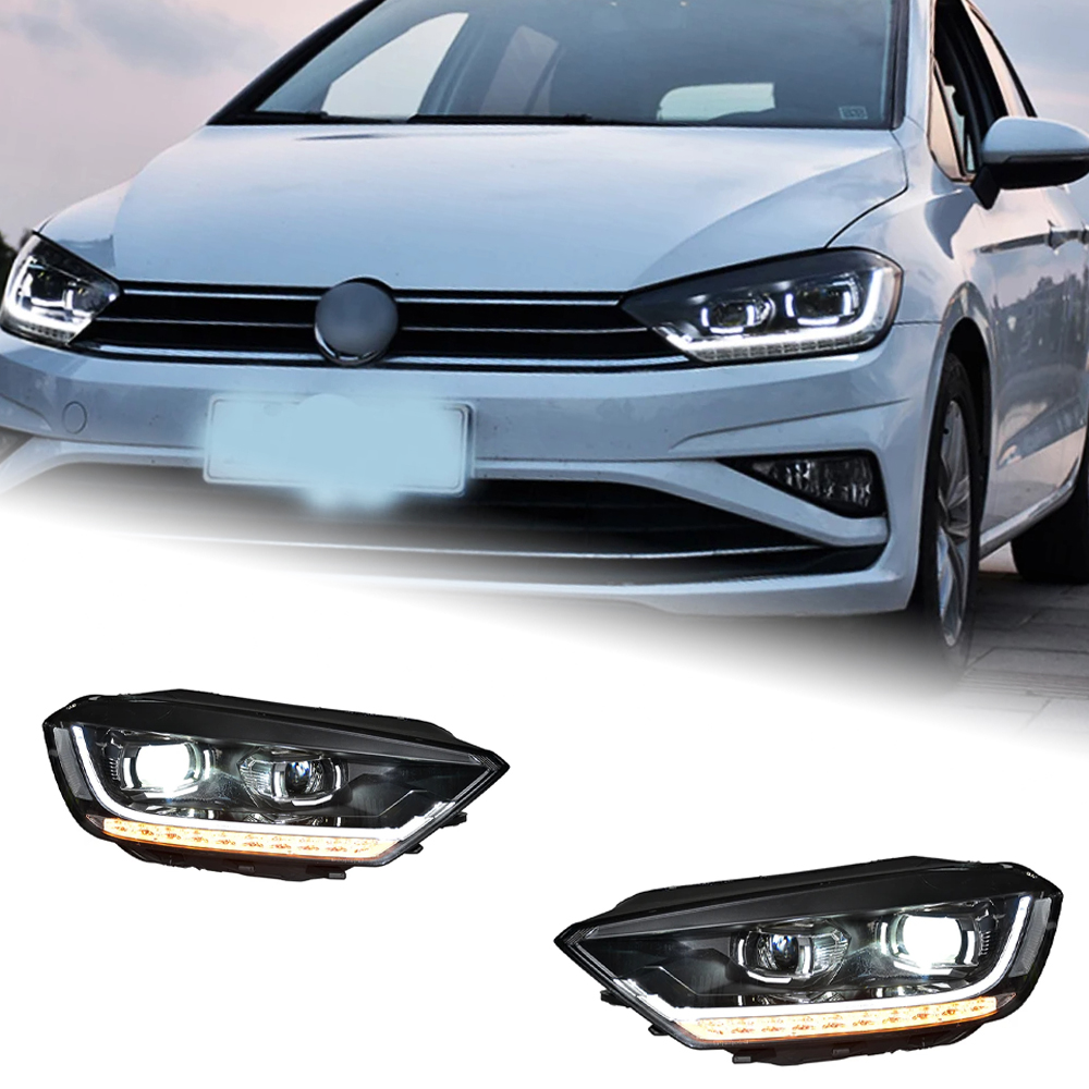 AKD Head Lamp for VW Golf Sportsvan LED Headlight 2016-2020 Headlights Sportsvan DRL Turn Signal High Beam Angel Eye Projector