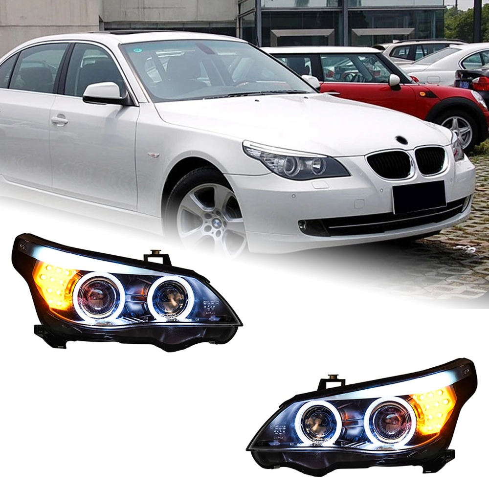 AKD Car Lights For BMW E60 2003-2010 5 Series 520i LED Auto Headlight Assembly Upgrade Angel Eyes Design Bicofal Lens Accessories