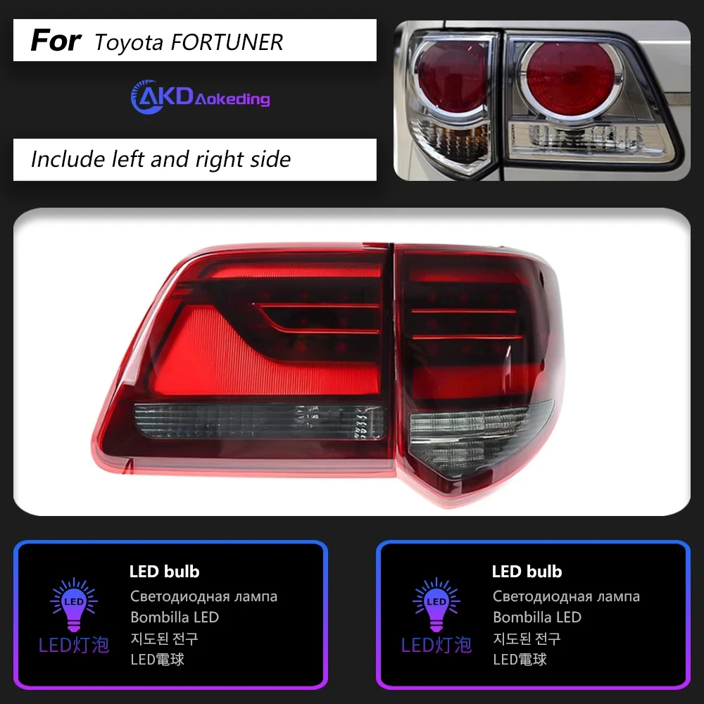 AKD Car Styling for Toyota Fortuner LED Tail Light 2011-2015 Fortuner Rear Fog Brake Turn Signal auto Accessories