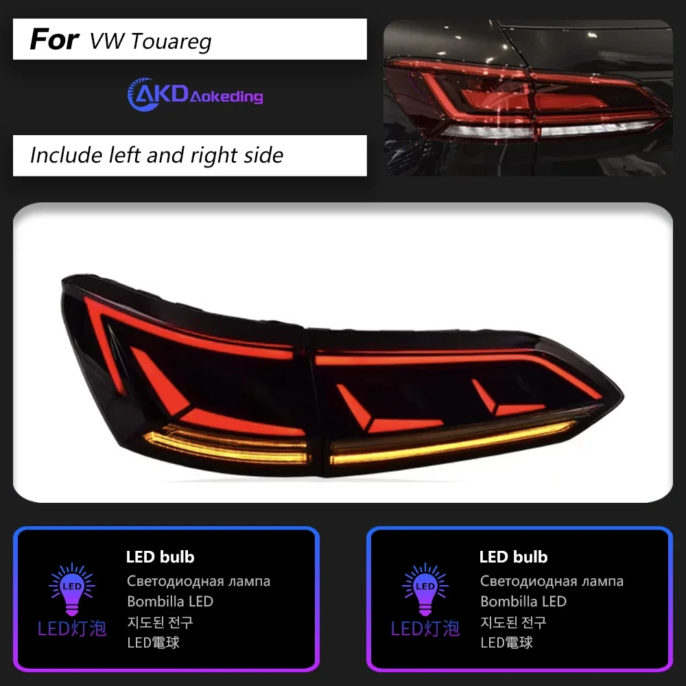 AKD Car Lights for VW Touareg LED Tail Light 2019-2023 Touareg Rear Fog Brake Turn Signal Automotive Accessories