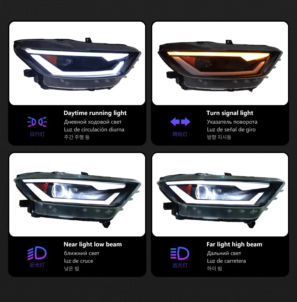 AKD Head Lamp for Ford Mustang LED Headlight 2015-2017 Headlights Mustang DRL Turn Signal High Beam Angel Eye Projector Lens