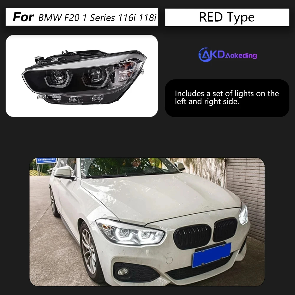 AKD Head Lamp for BMW F20 LED Headlight 2015-2018 Headlights 1 Series 116i 118i DRL Turn Signal High Beam Angel Eye Projector