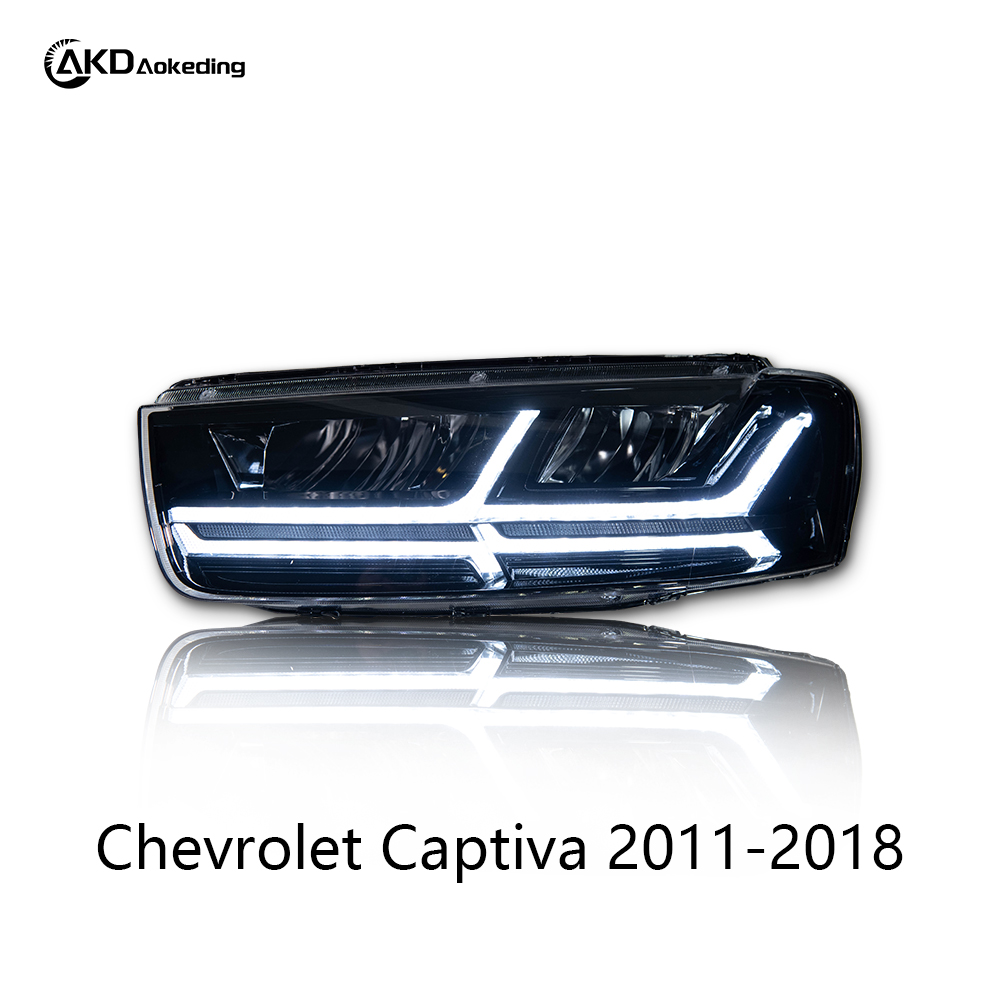 AKD Headlight Assembly Upgrade for 2011-2018 Chevrolet Captiva Models, Featuring LED Laser Sequential Turn Signals, Daytime Running Lights, And Bi-xenon Projector Lenses.