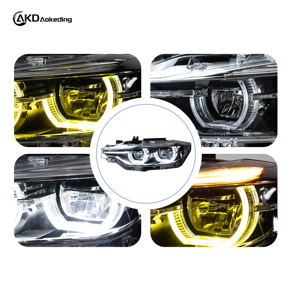 AKD Headlight Assembly Upgrade for 2012-2015 BMW 3 Series F30 Models: LED Laser Sequential Turn Signals, Daytime Running Lights, And Bi-xenon Projector Lenses.