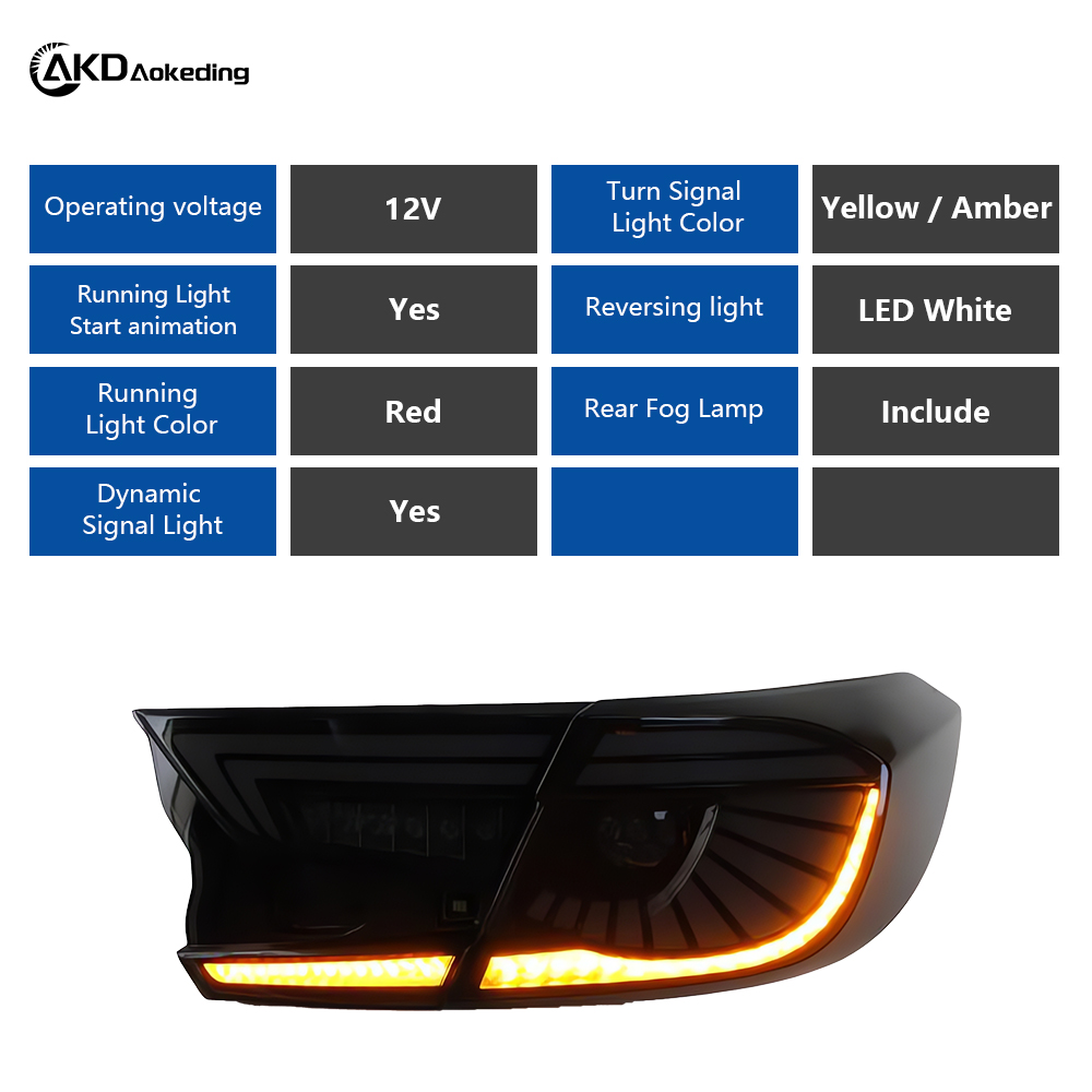AKD Car Lights for Honda Accord X 2017-2021 10th LED Auto Taillights Upgrade Eagle Eyes Design Dynamic High Brightness Lamp Accessories