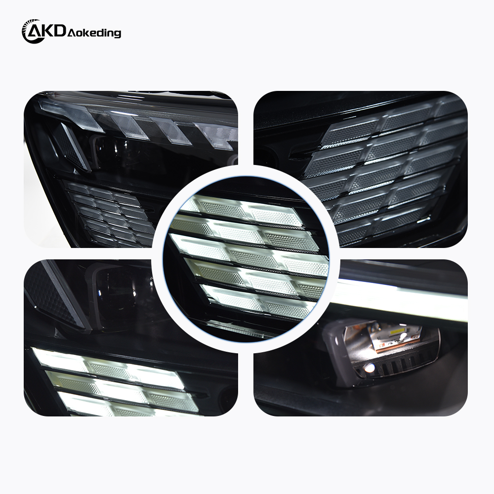 AKD headlight assembly upgrade for 2021-2024 Audi A3 models: LED headlights with sequential turn signals and LED bi-xenon projector lenses.