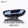 AKD headlight assembly for Volkswagen Scirocco 2009-2017 models, retrofitting with LED daytime running lights and sequential turn signals.