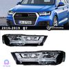 AKD headlight assembly upgrade specifically for 2016-2019 Audi Q7 models: LED laser sequential turn signals, daytime running lights, and bi-xenon projectors.