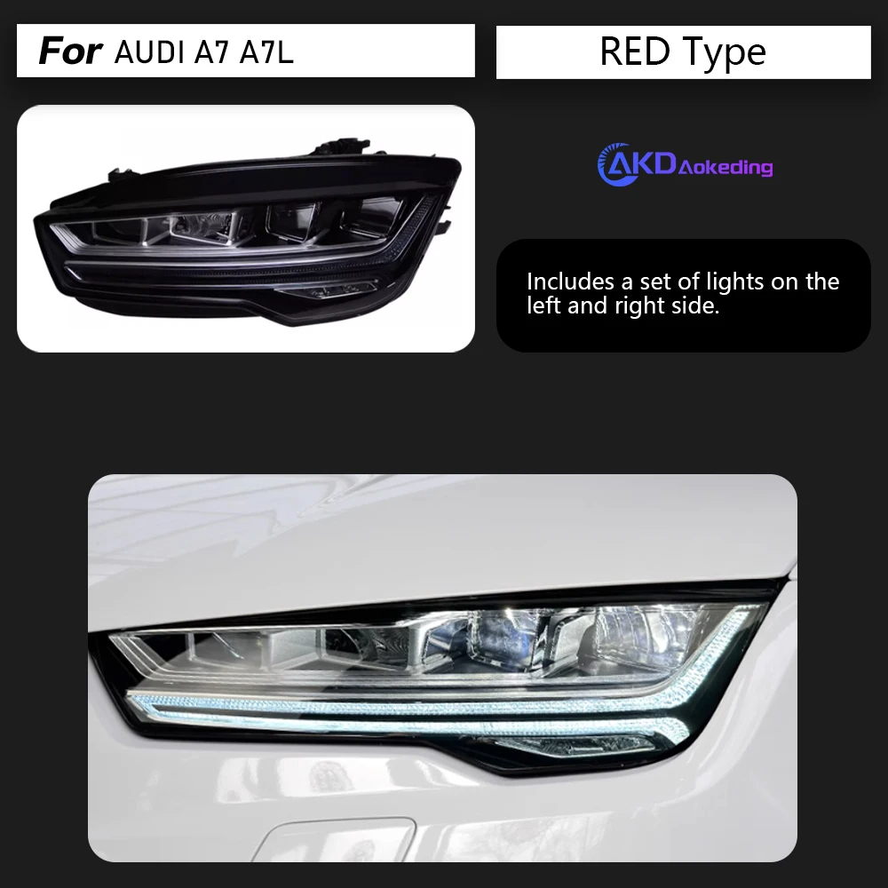 AKD Car Accessories Head Lamp for Audi A7 Headlights 2011-2017 RS7 LED Headlight DRL Dynamic Singal High Low Beam