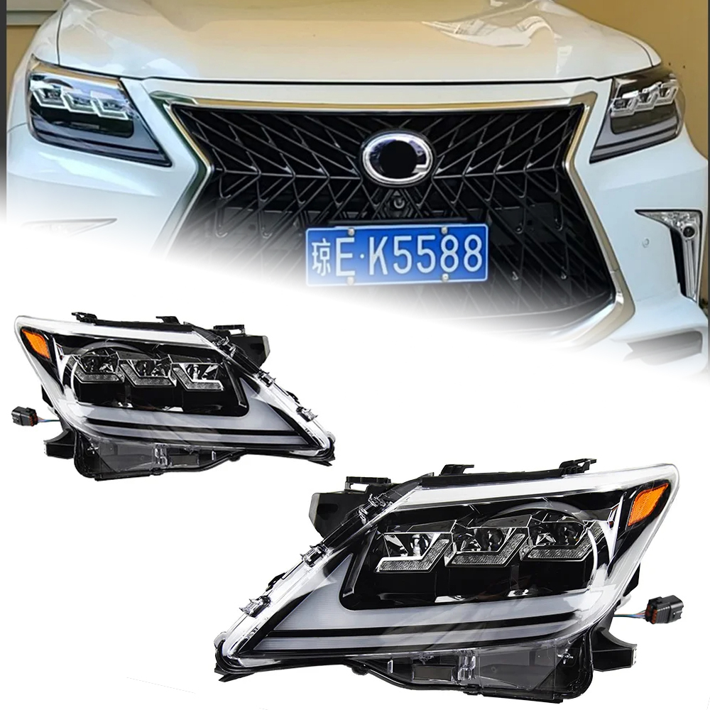 AKD Car Styling Head Lamp for LX570 Headlights 2008-2015 LX570 LED Headlight LED DRL Projector Lens Low Beam Auto Accessories