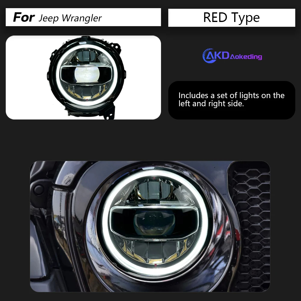 AKD Head Lamp for Jeep Wrangler LED Headlights 2018-2021 Headlights Wrangler DRL Turn Signal High Beam Angel Eye Projector Lens