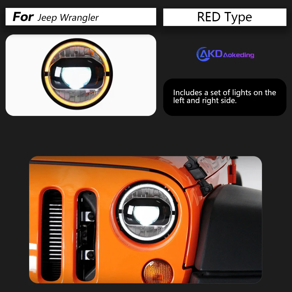 AKD Head Lamp for Jeep Wrangler LED Headlight 2018-2021 Headlights Wrangler DRL Turn Signal High Beam Angel Eye Projector Lens