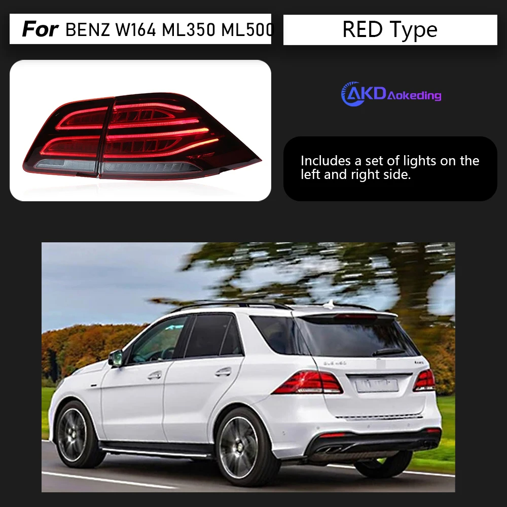 AKD Car Styling for Benz W164 Tail Lights 2012-2015 ML350 ML400 GLE W166 LED Tail Lamp DRL Signal Brake Reverse auto Accessories