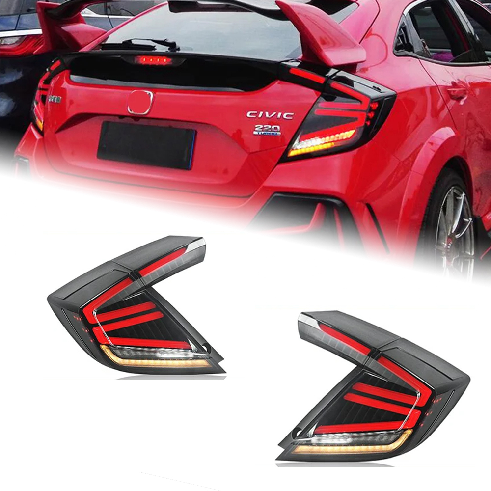 AKD Car Lights For Honda Civic X 2016-2021 Hatchback LED Auto Taillights Assembly Rear Lamp Dynamic Highlight Backlight Tools Accessories