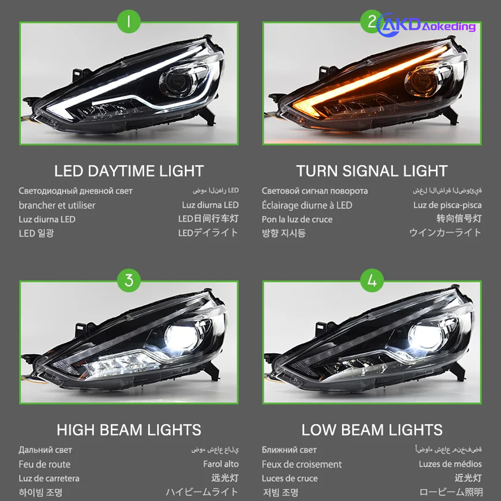 AKD Car Styling for Nissan Sylphy Sentra LED Headlight 2016-2018 New Design DRL Hid Option Head Lamp Angel Eye Beam Accessories