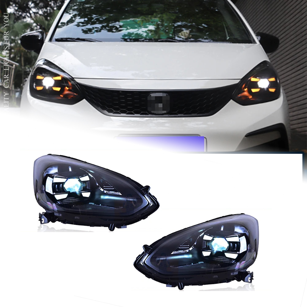 AKD Car Lights For Honda Jazz Fit 2021-2022 GR9 Life LED Auto Headlights Assembly Upgrade Porsche Design Bicofal Lens Tools Accessories