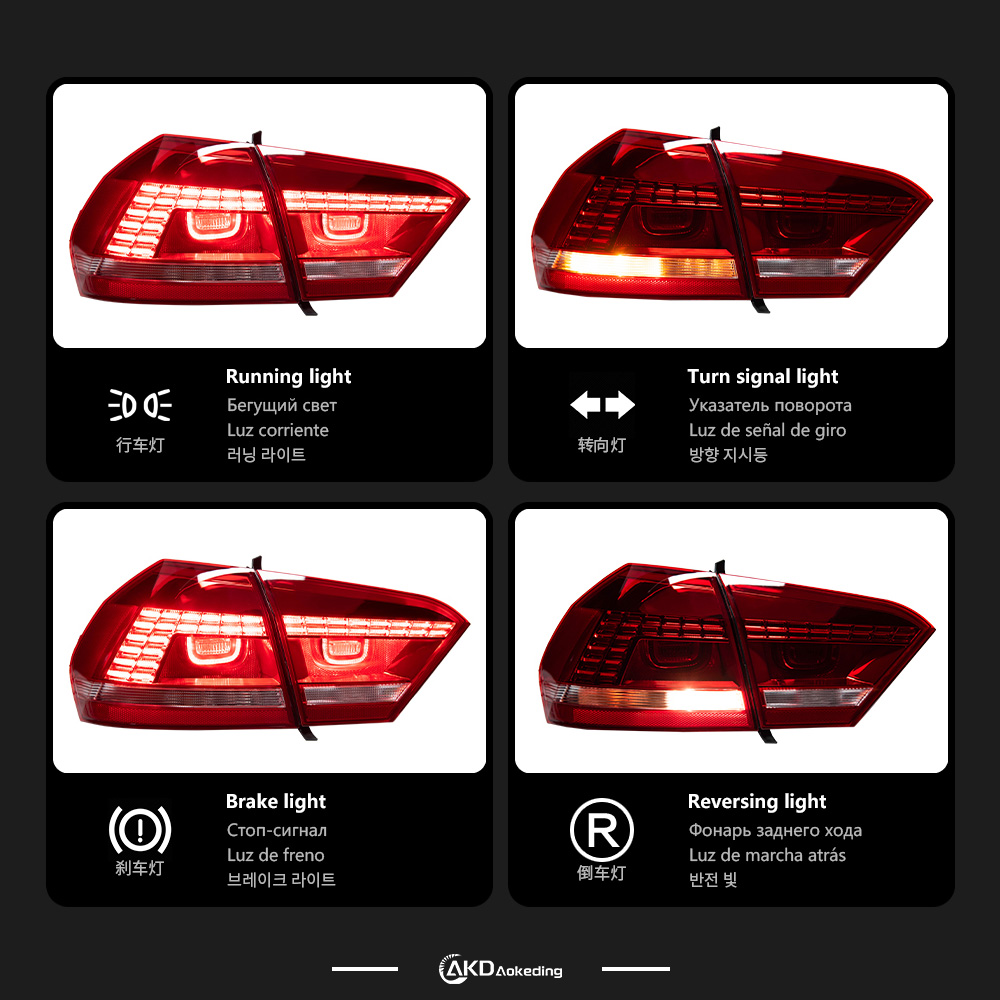 AKD Car Styling for VW Passat B7 Tail Lights 2012-2015 Passat US Version LED Tail Lamp DRL Dynami Signal Brake auto Accessories