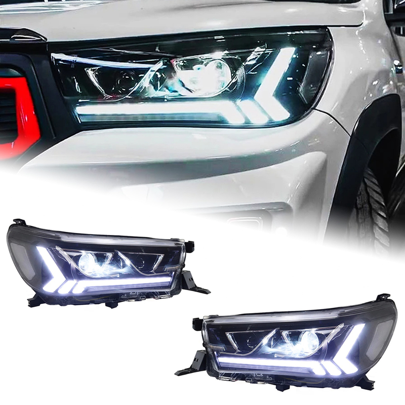 AKD Car Lights For Toyota Hilux Revo Rocco Vigo 2015-2021 LED Auto Headlights Assembly Upgrade Bicofal Lens Signal Lamp Tool Accessories