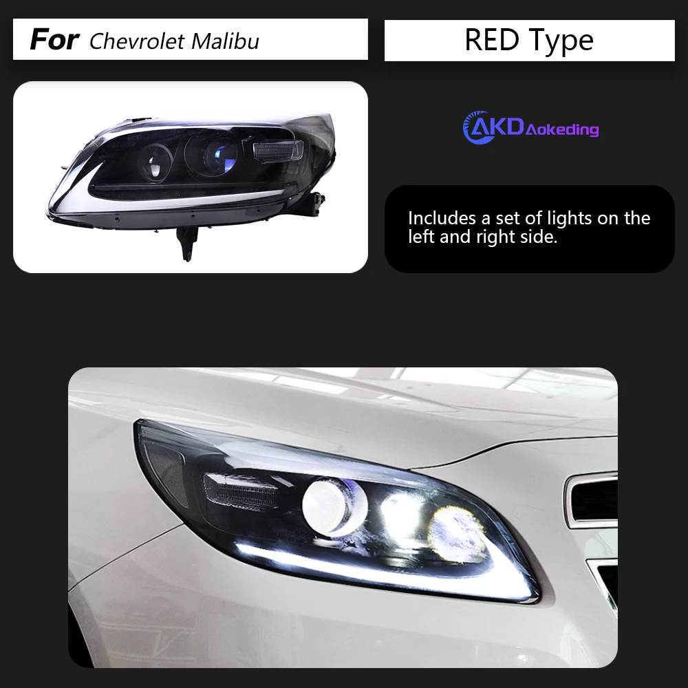 AKD Head Lamp for Chevrolet Malibu LED Headlight 2012-2016 Headlights Malibu DRL Turn Signal High Beam Angel Eye Projector Lens