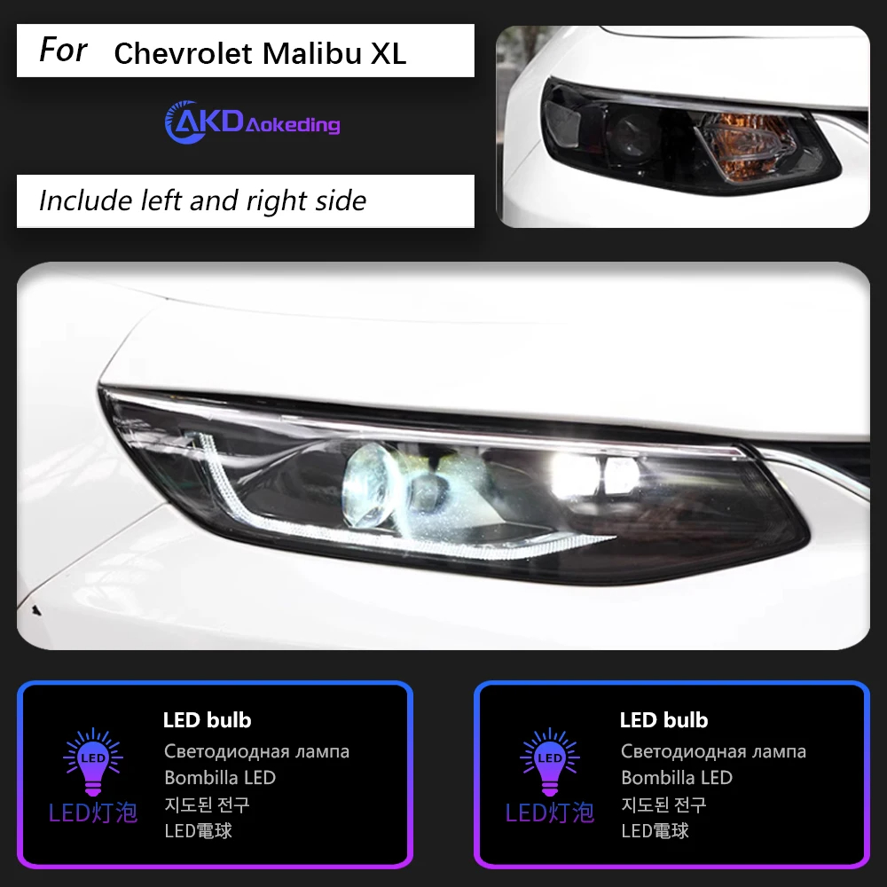 AKD Car Styling Head Lamp for Chevrolet Malibu XL LED Headlight 2016-2019 Dynamic Signal LED DRL Hid Bi Xenon Auto Accessories