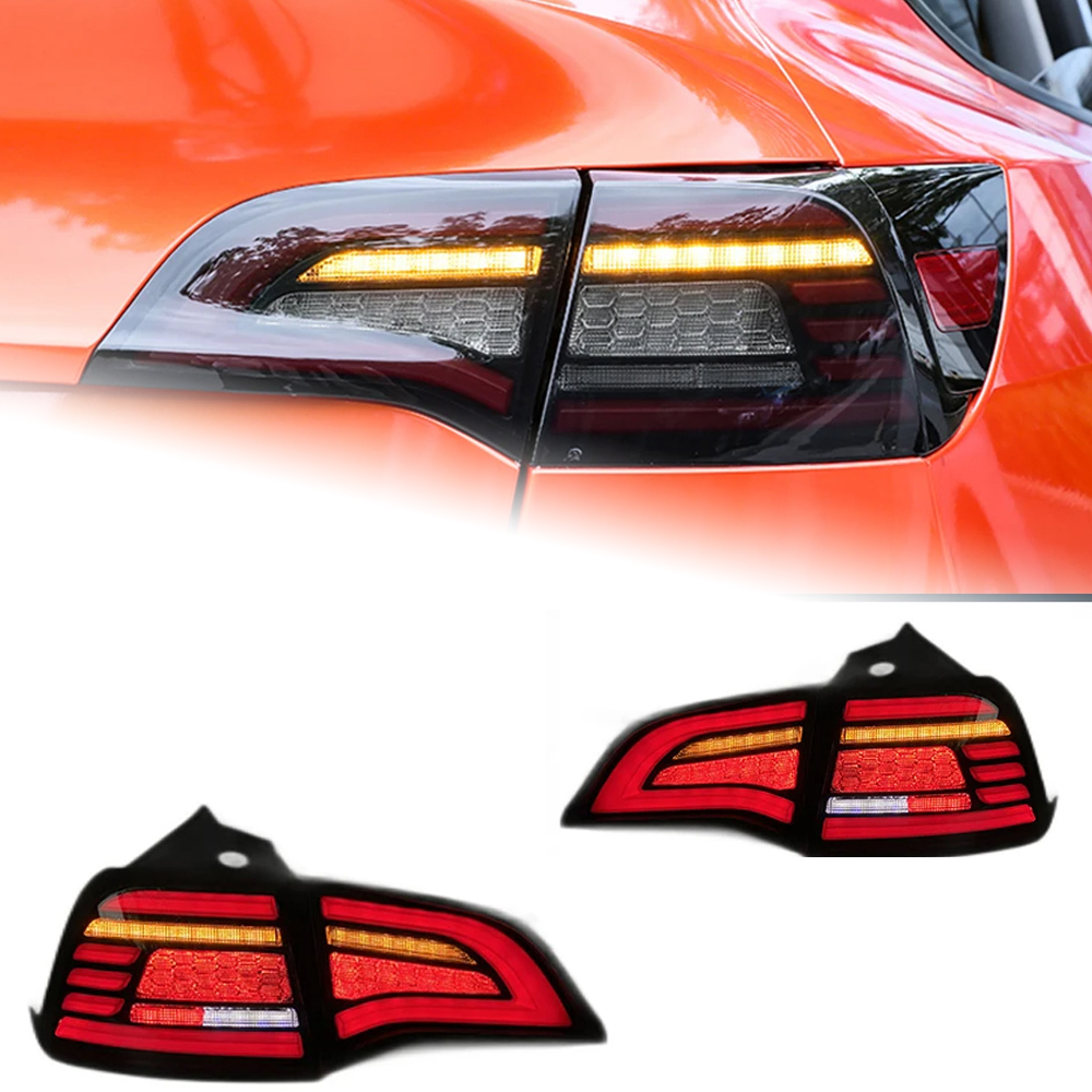 AKD Car Lights For Tesla Model 3 2017-2022 Model Y LED Auto Taillights Assembly Upgrade Hawkeye Design Signal Lamp Tool Accessories