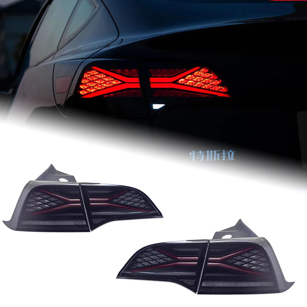 AKD Tail Lamp Tesla Model 3 LED Tail Light Model3 Model Y Rear Fog Brake Turn Signal Automotive Accessories