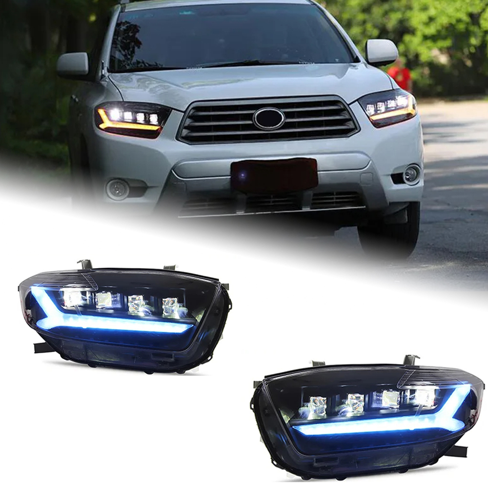 AKD Car Lights For Toyota Highlander 2009-2012 Kluger LED Headlights Assembly Upgrade Projector 4 Lens Dynamic Signal Lamp Tool Accessories