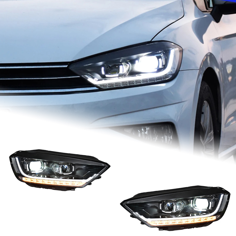 AKD Head Lamp for VW Golf Sportsvan LED Headlight 2016-2020 Headlights Sportsvan DRL Turn Signal High Beam Angel Eye Projector