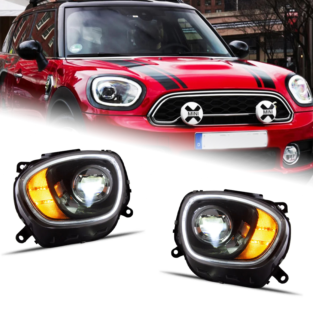 AKD Head Lamp for MINI Countryman F60 LED Headlight 2017-2021 Headlights F60 DRL Turn Signal High Beam Angel Eye Projector Lens