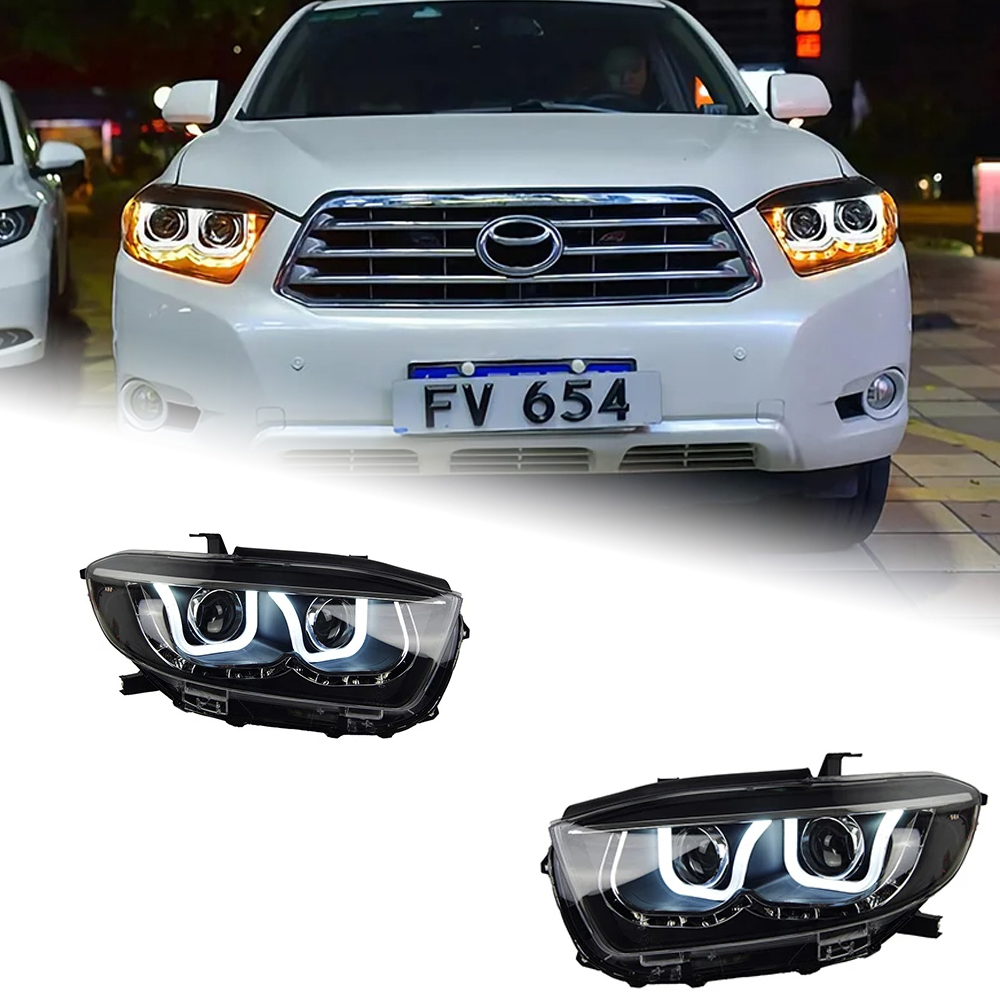 AKD Car Lights for Toyota Highlander 2009-2012 Kluger LED Headlight Assembly Upgrade Angel Eyes Design Bifocal Lens Signal Lamp Accessories