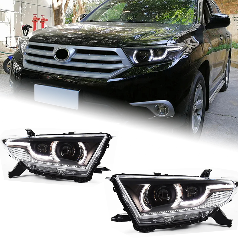 AKD Car Lights for Toyota Highlander 2012-2014 Kluger LED Headlights Assembly Upgrade RR Aurora Design Bifocal Lens Tool Accessories