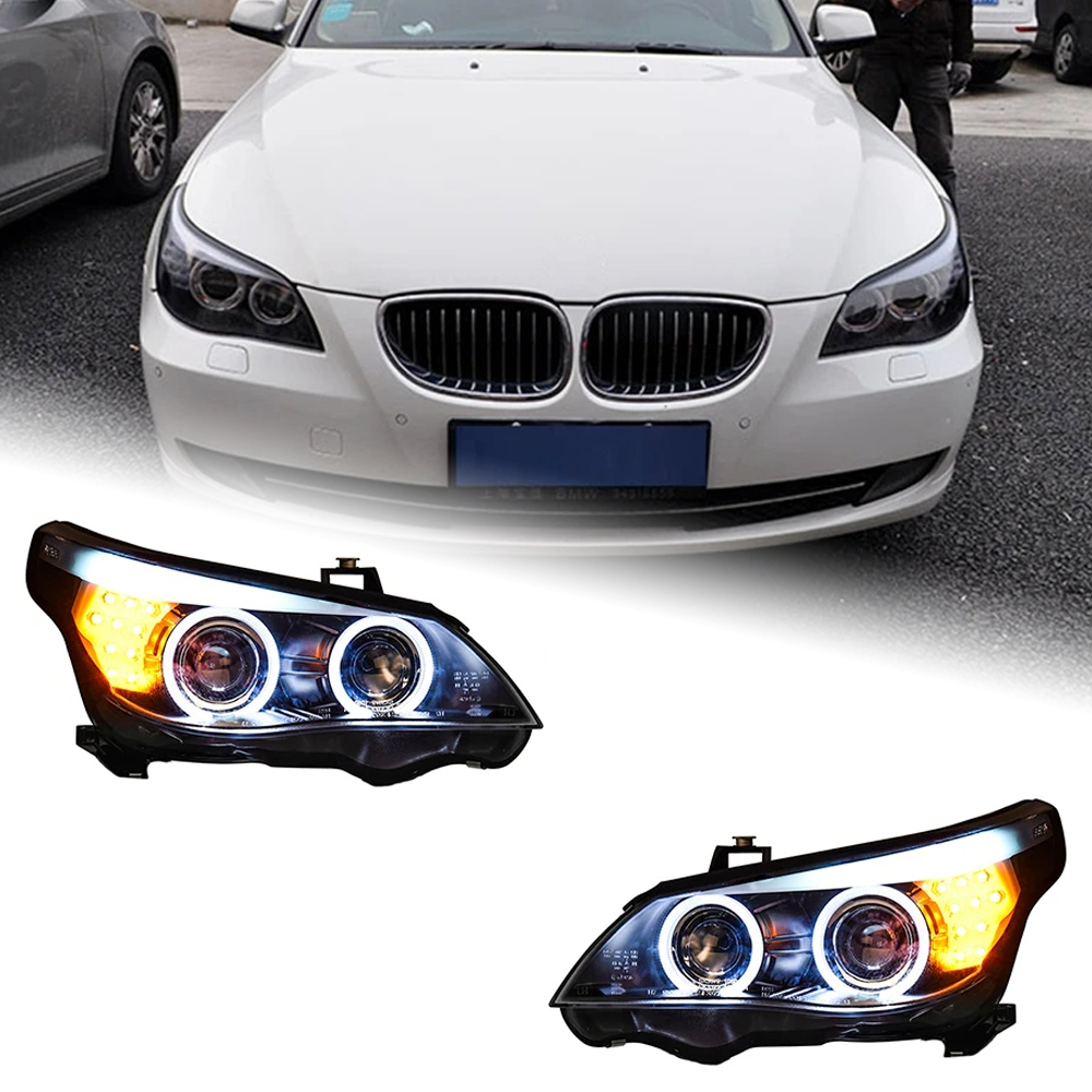 AKD Car Lights For BMW E60 2003-2010 5 Series 520i LED Auto Headlight Assembly Upgrade Angel Eyes Design Bicofal Lens Accessories