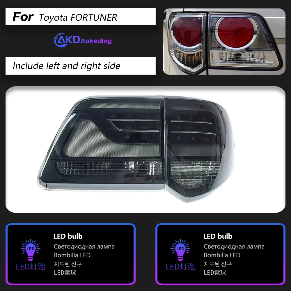 AKD Car Styling for Toyota Fortuner LED Tail Light 2011-2015 Fortuner Rear Fog Brake Turn Signal auto Accessories